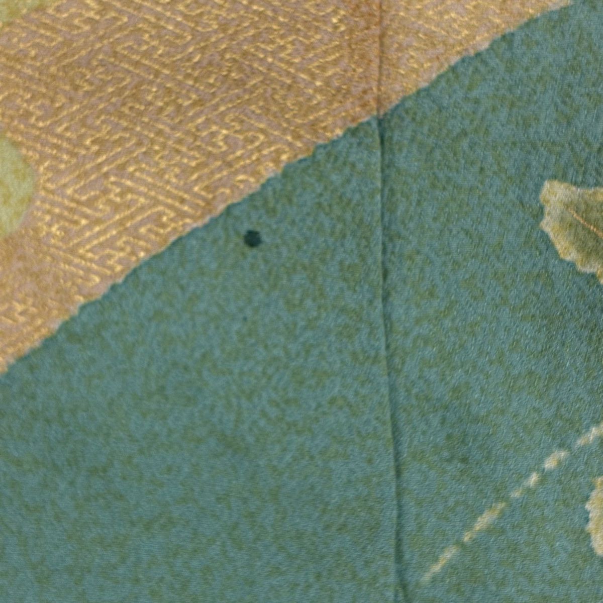 訪問服 身長169.5cm 袖長67.5cm L 雙層 落款あり 雪輪 草花紋 金銀彩 金絲 灰綠 純蠶絲 名品級
