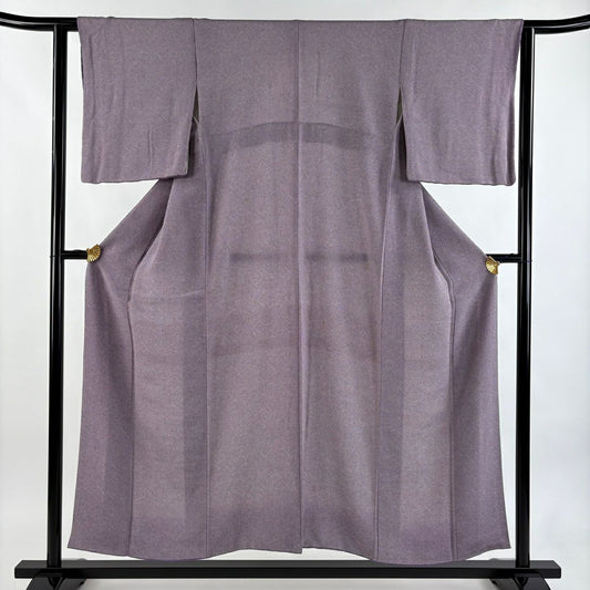 【美品】 江戶小紋 身長151cm 袖長61cm S 雙層 鮫 紫 純蠶絲 名品級