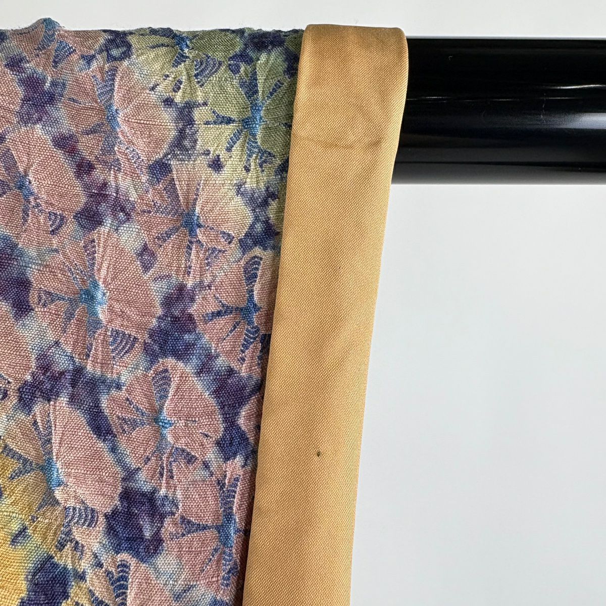 【美品】訪問服 身長157cm 袖長64cm M 雙層 紬織織 幾何學 絞染 灰綠 純蠶絲 逸品級