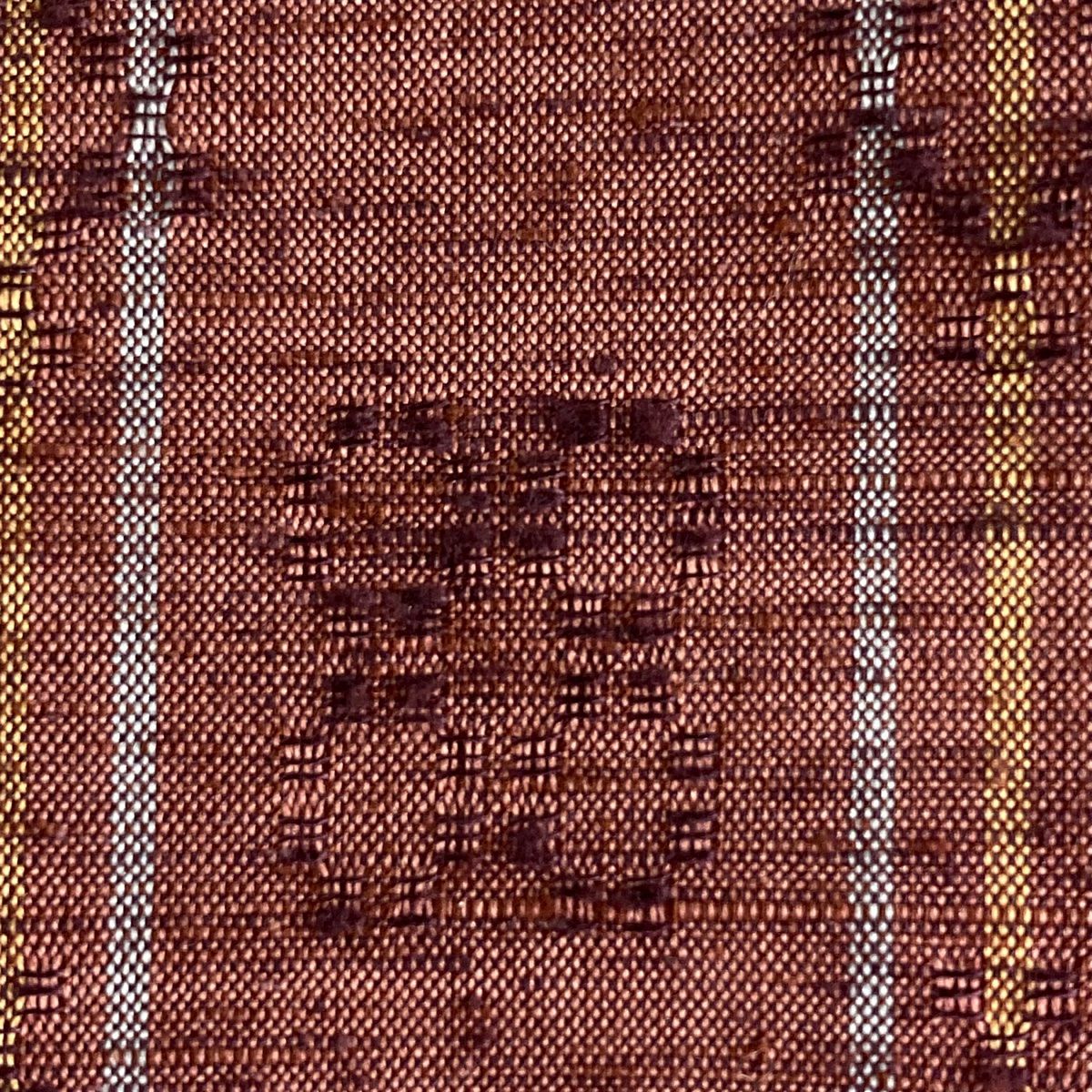 【美品】 紬織 身長162.5cm 袖長65cm M 雙層 證書齊全 縞 幾何學 花織 小豆色 純蠶絲 逸品級