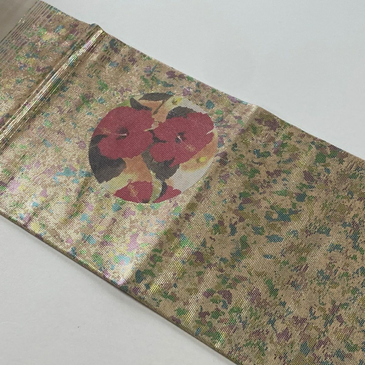 名古屋帶 秀品級 枝花 圓紋 金金箔 金銀彩 淺粉色 純蠶絲