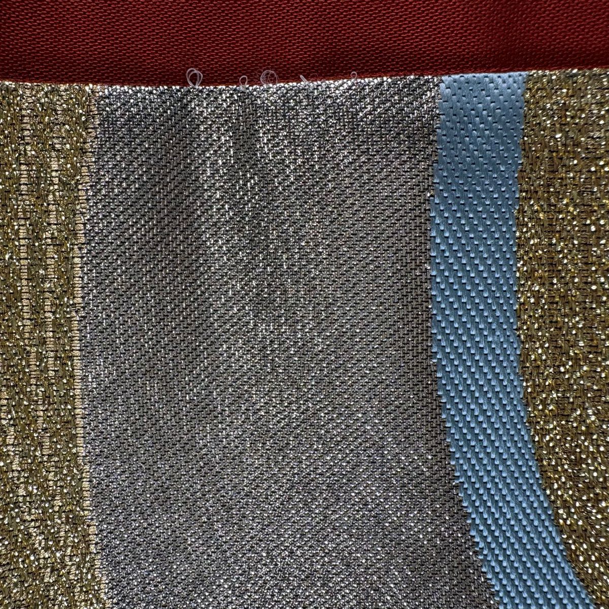 【美品】 袋帶 秀品級 振袖禮服禮服向き 幾何學 螺旋 金銀線 金金箔 金色 六通 純蠶絲