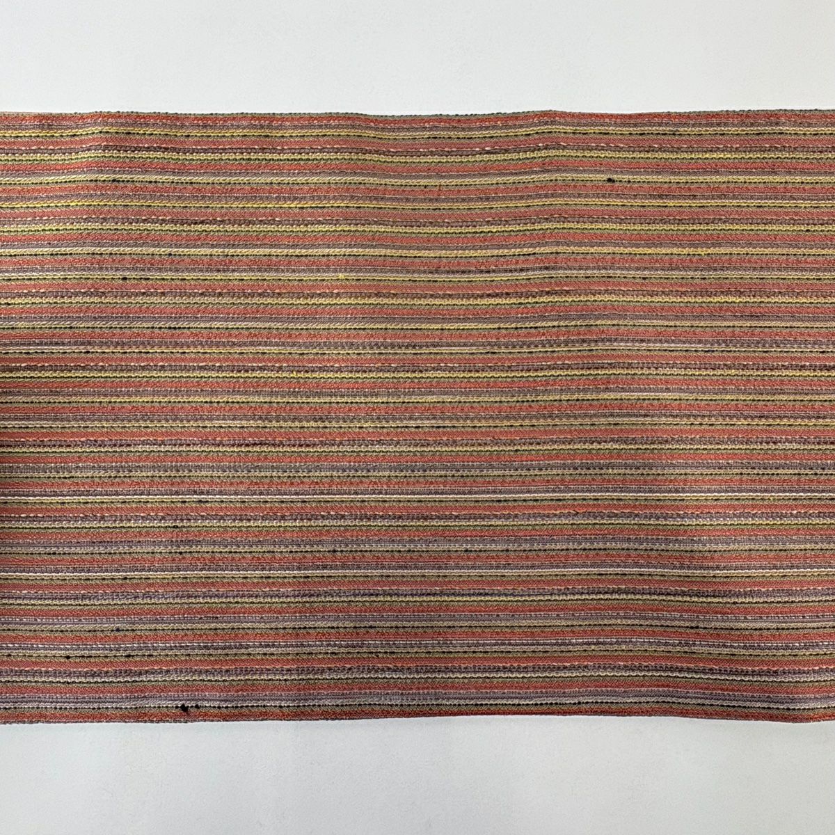 【美品】 袋帶 秀品級 縞 紅茶 全通 純蠶絲