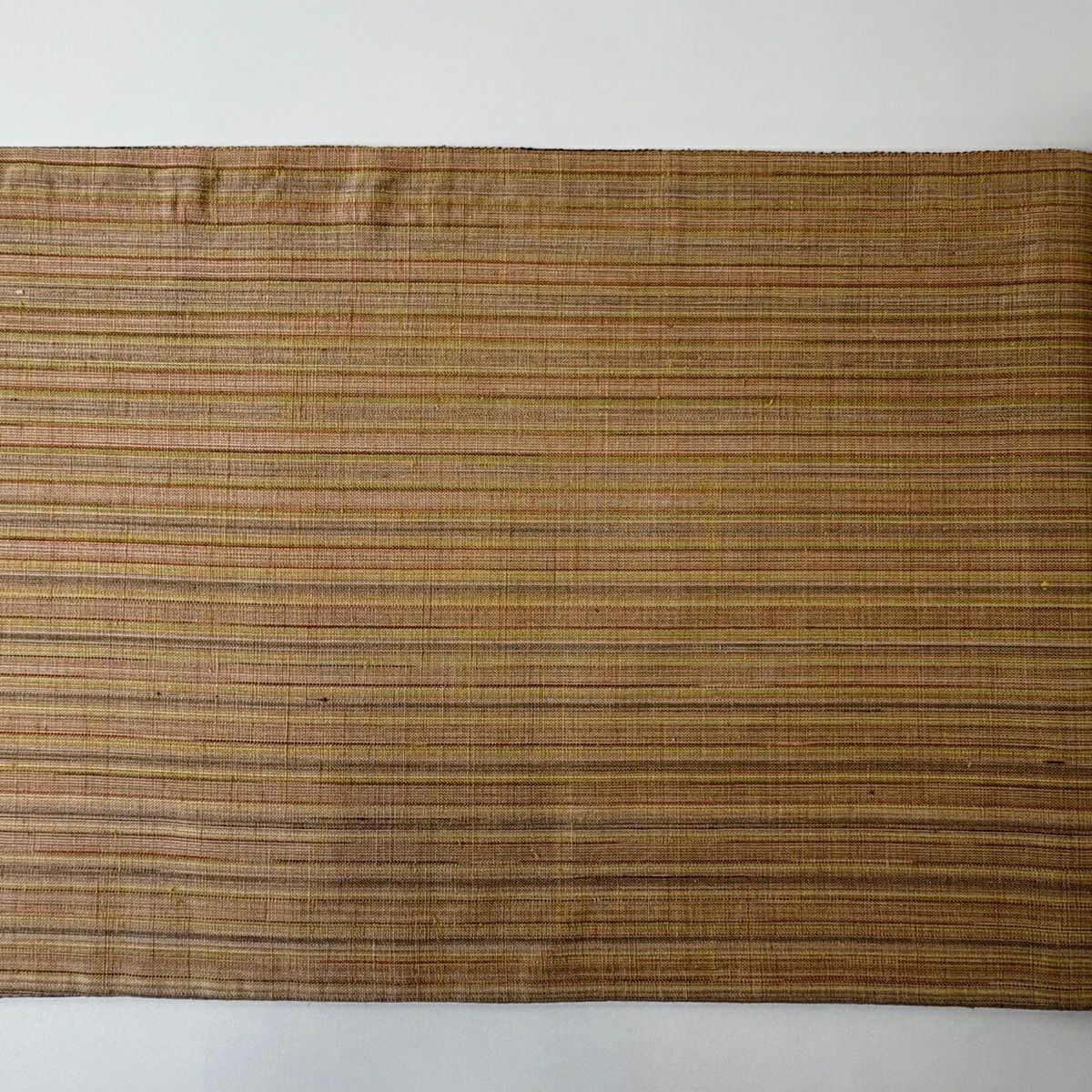 【美品】 袋帶 秀品級 縞 紅茶 全通 純蠶絲