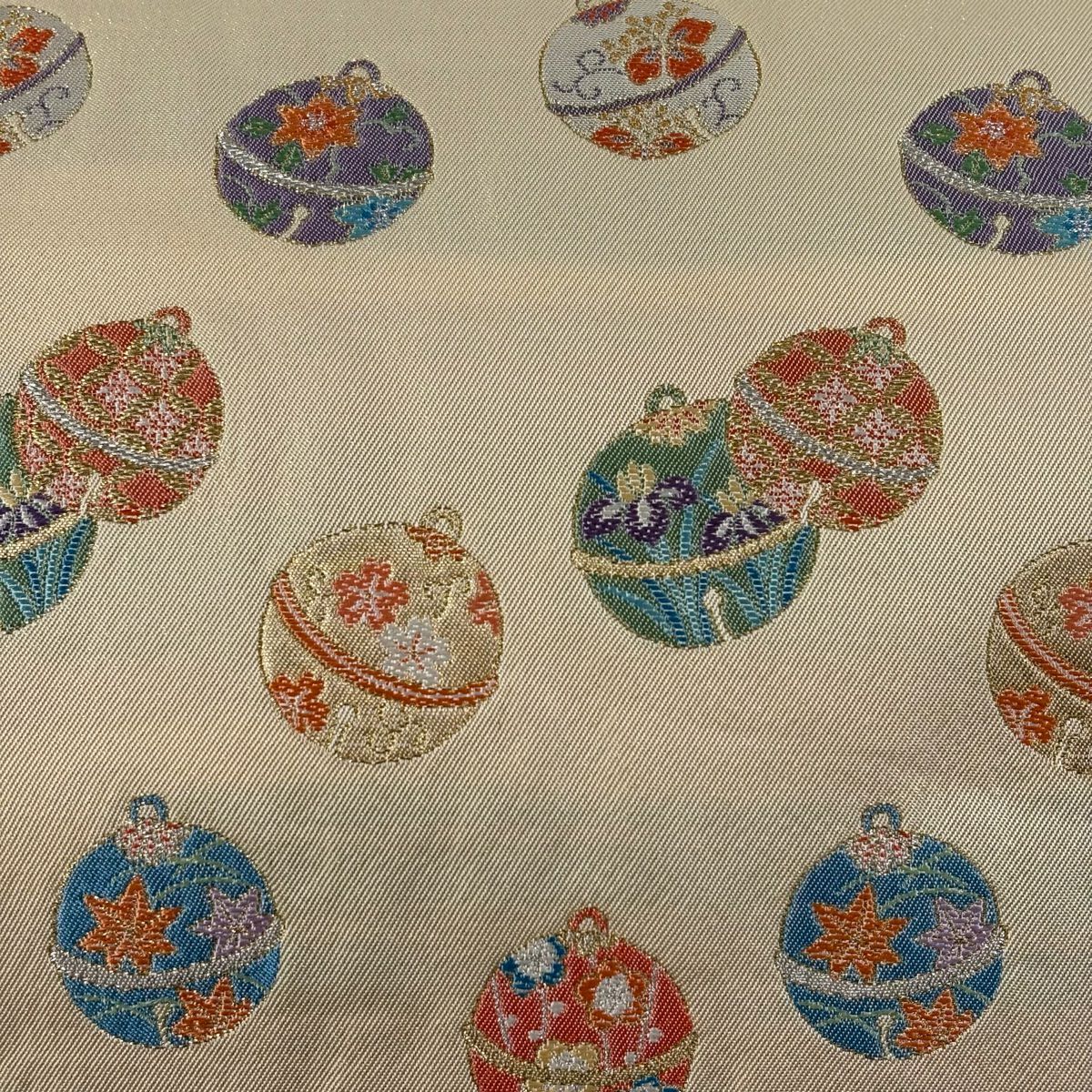 名古屋帶 秀品級 關西仕立 細鈴 草花紋 金銀彩 金金箔 奶油色 純蠶絲