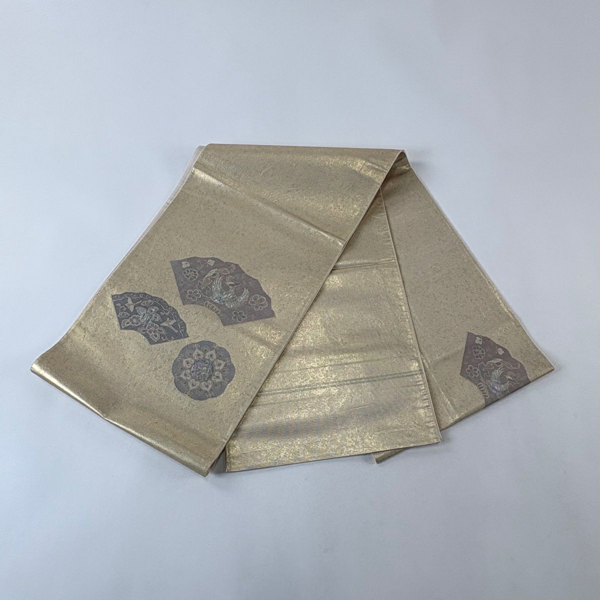 袋帶 秀品級 華紋 鳳凰 金金箔 金色 大鼓圖案 純蠶絲
