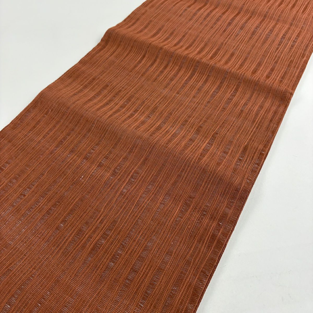 【美品】 袋帶 秀品級 夏帶 幾何學 紅茶 お太鼓圖案 純蠶絲