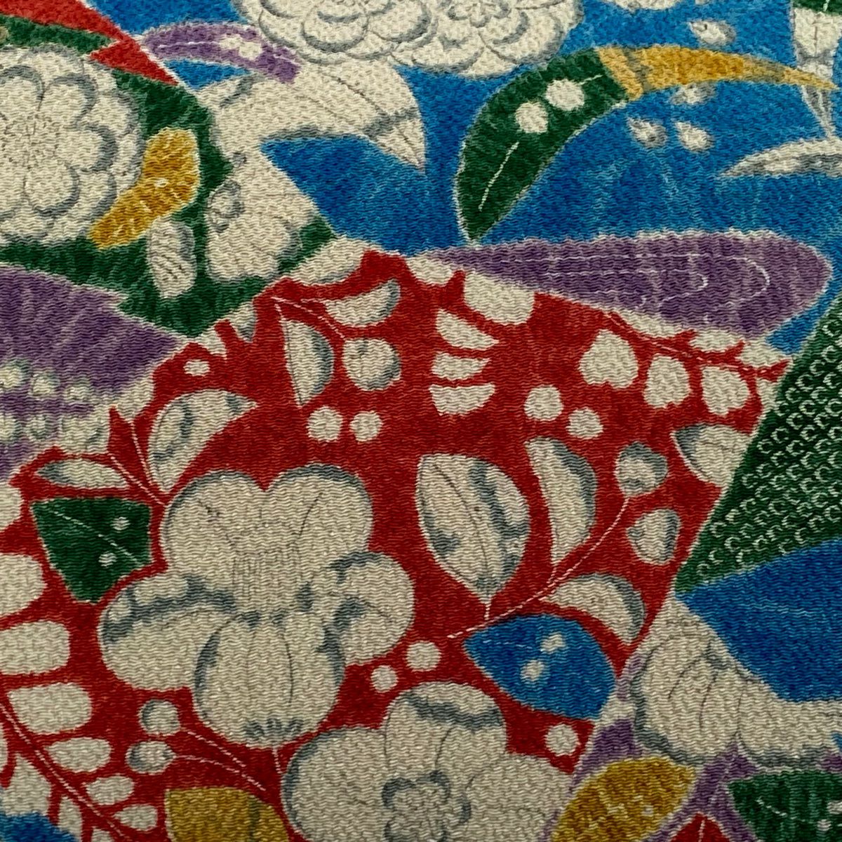 名古屋帶 秀品級 椿 梅花 絞織 米色 純蠶絲