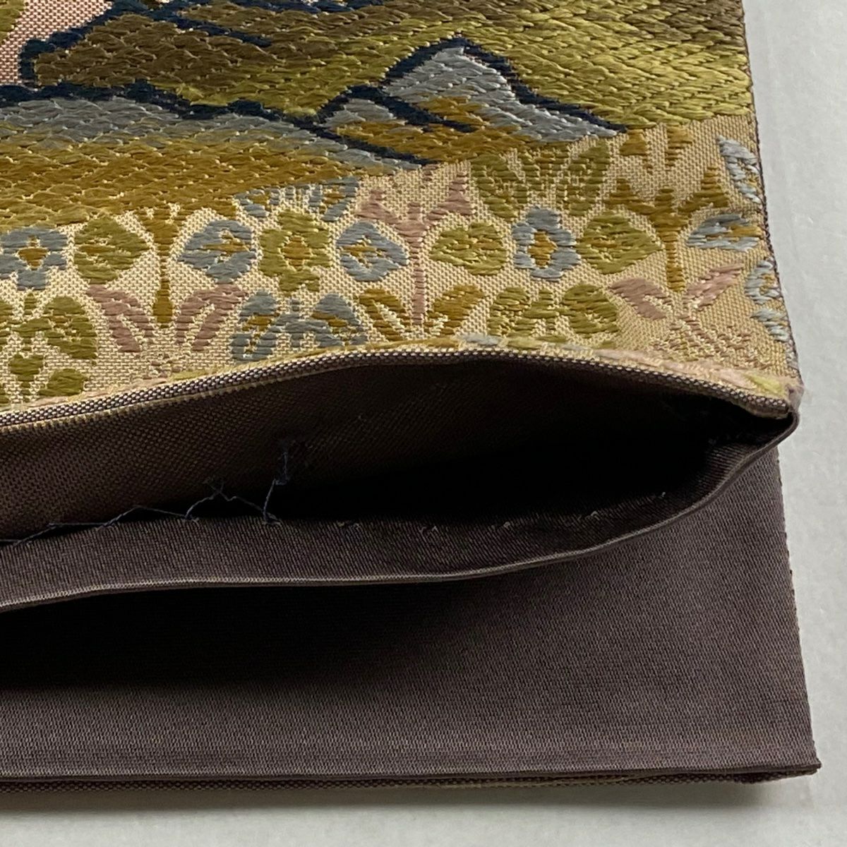 袋帶 秀品級 鳳凰 草花紋 金糸 淺紫 六通 純蠶絲