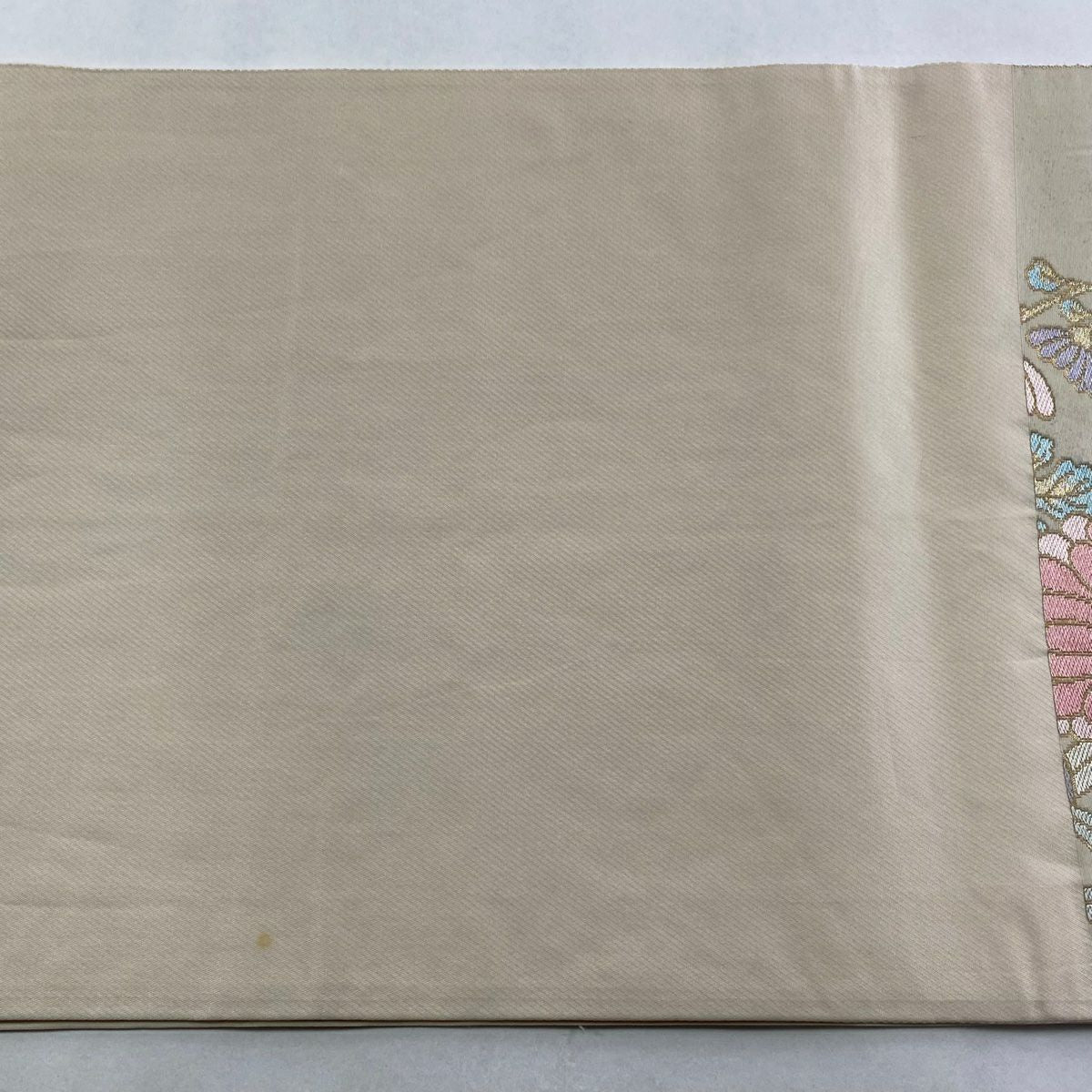 袋帶 秀品級 有落款 關西仕立 本家加納 花丸紋 梅花 金絲 金金箔 奶油 六通 純蠶絲