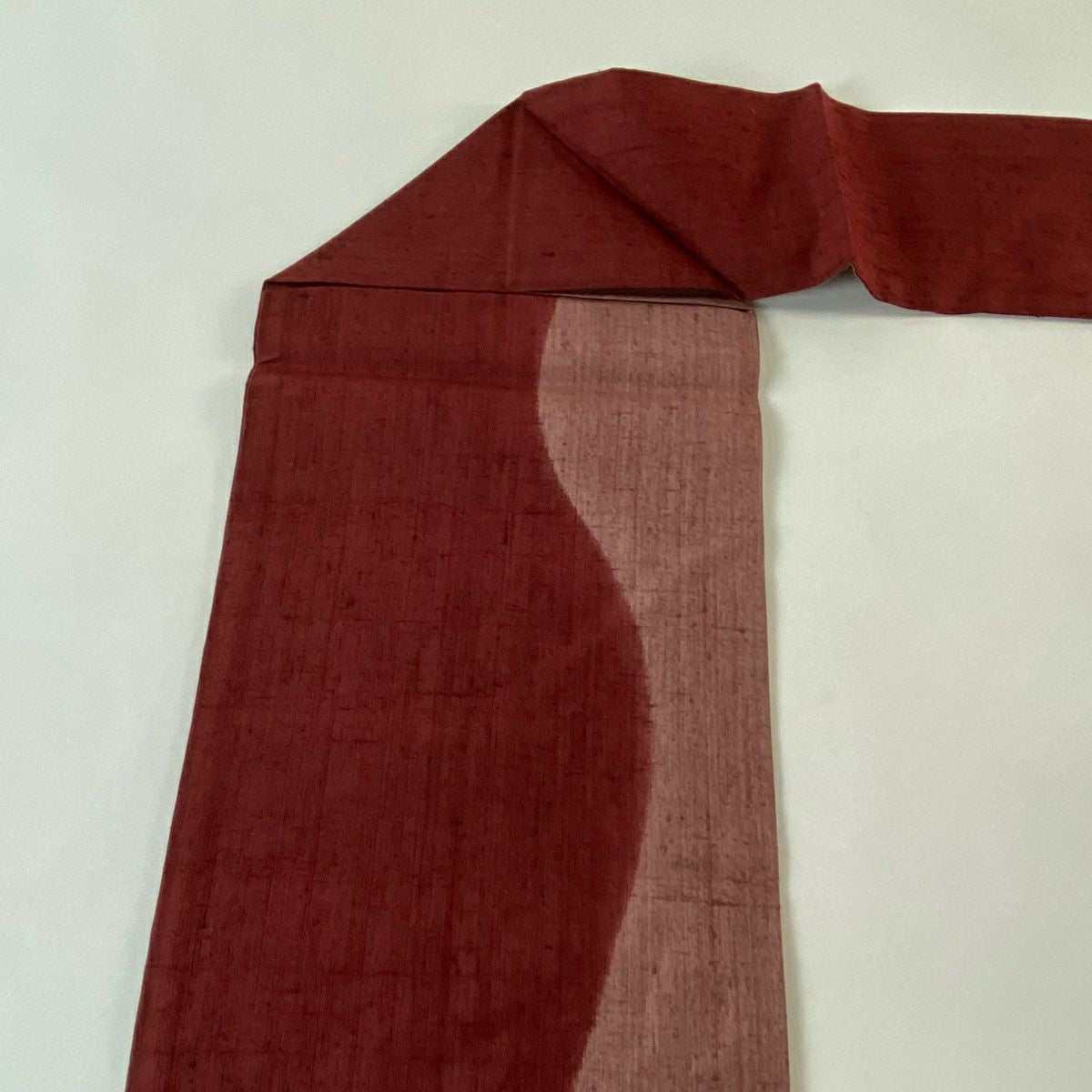 【美品】名古屋帶 優品級 紬織織 草花紋紋 相良刺繡 小豆 純蠶絲