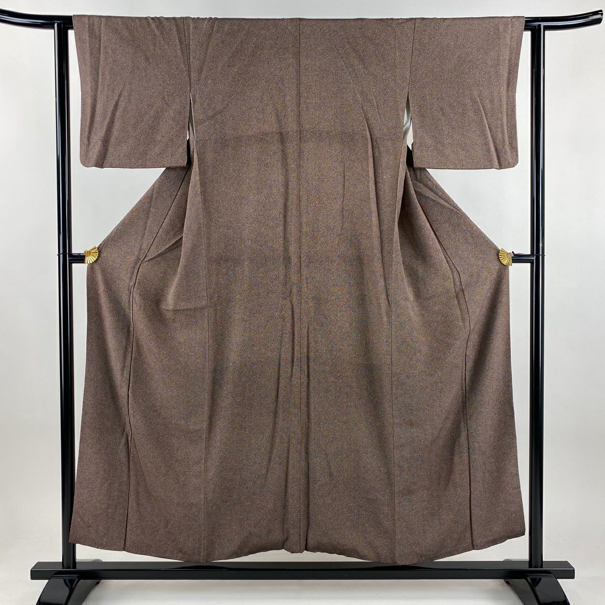 江戶小紋 身長153cm 袖長61.5cm S 雙層 鮫紋 茶紫 純蠶絲 優品級