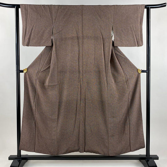 江戶小紋 身長153cm 袖長61.5cm S 雙層 鮫紋 茶紫 純蠶絲 優品級