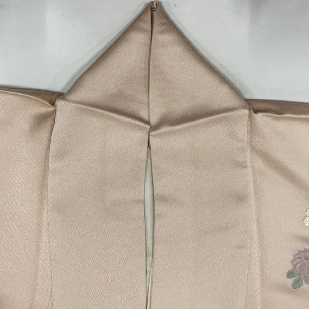付下 身長157.5cm 袖長67.5cm L 雙層 幾帳 牡丹 刺繡 漸層 淺粉色 純蠶絲 優品級