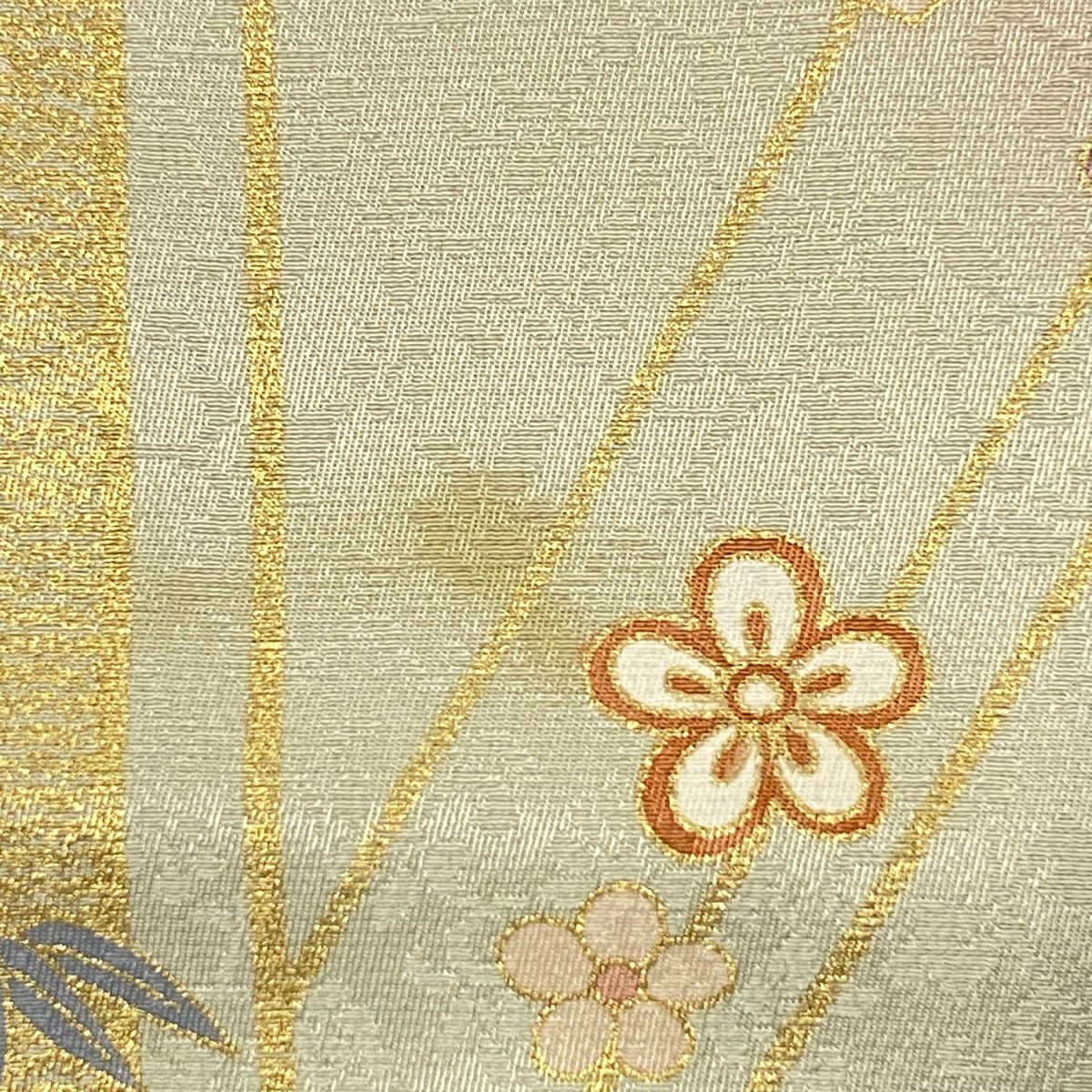 訪問服 身長151cm 袖長64cm M 雙層 扇子面 松樹竹子梅花 金絲 金銀彩 粉色 純蠶絲 秀品級