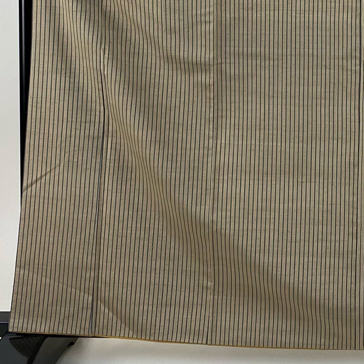 【美品】 紬織 身長163cm 袖長64cm M 雙層 落款有 縱條紋 灰茶 純蠶絲 秀品級