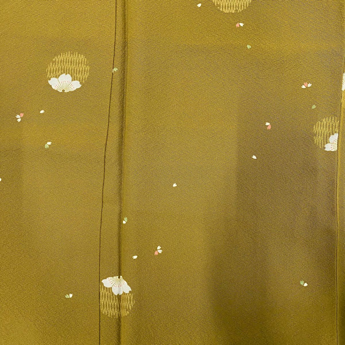 小紋 身長157.5cm 袖長66cm M 雙層 樱花 雪輪 黃土 純蠶絲 優品級