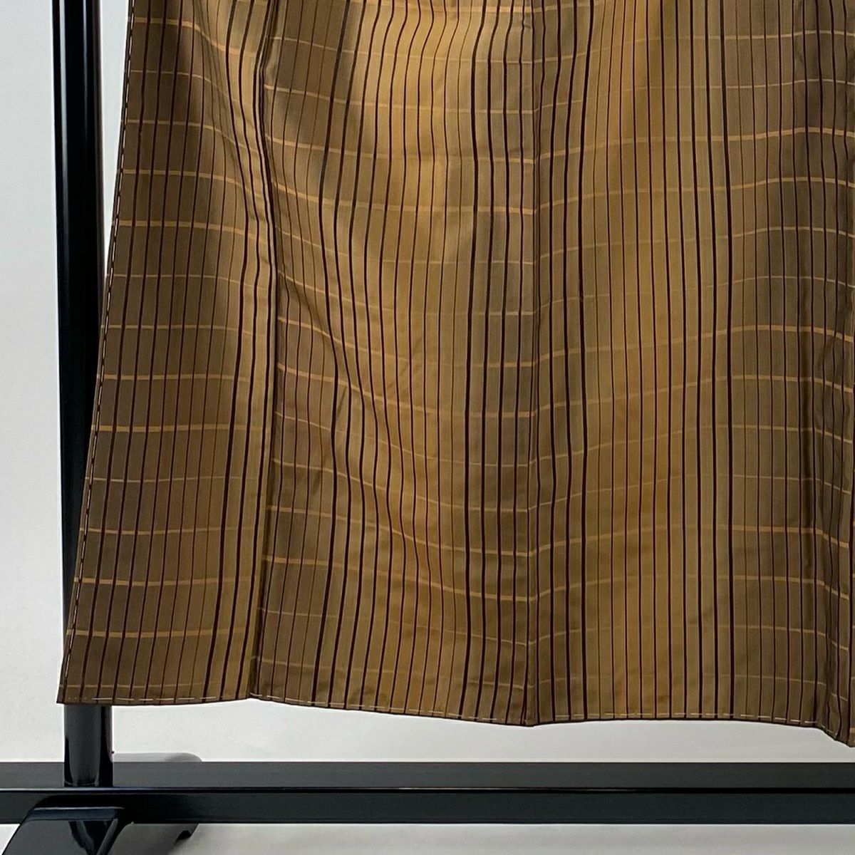 【美品】 紬織 身長154.5cm 袖長64.5cm M 雙層 格子 茶 純蠶絲 秀品級
