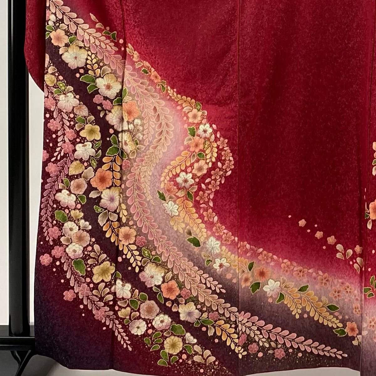 【美品】振袖禮服 身長164cm 袖長71cm L 雙層 大和 辻花染 金通 金銀彩 紅 純蠶絲 逸品級