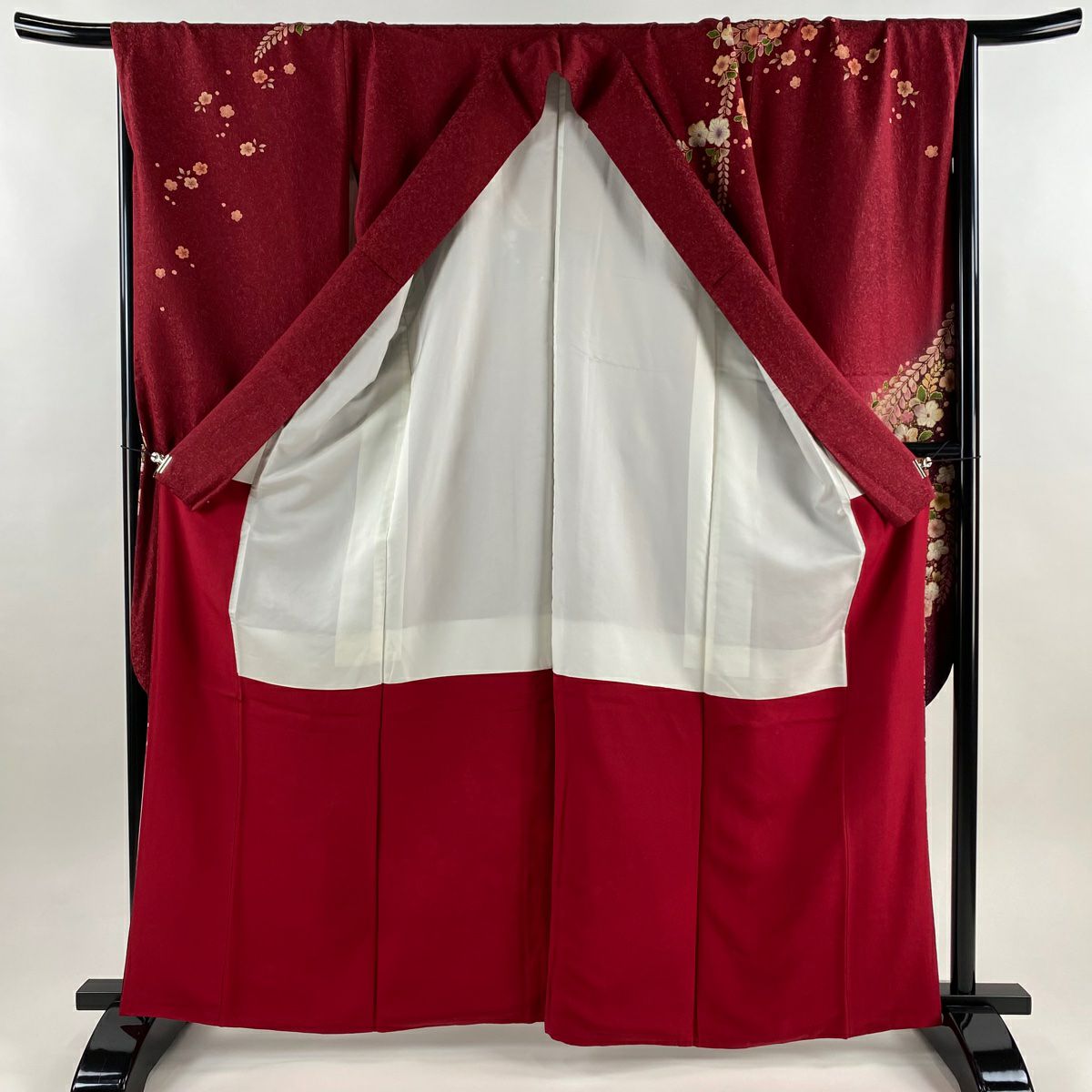 【美品】振袖禮服 身長164cm 袖長71cm L 雙層 大和 辻花染 金通 金銀彩 紅 純蠶絲 逸品級