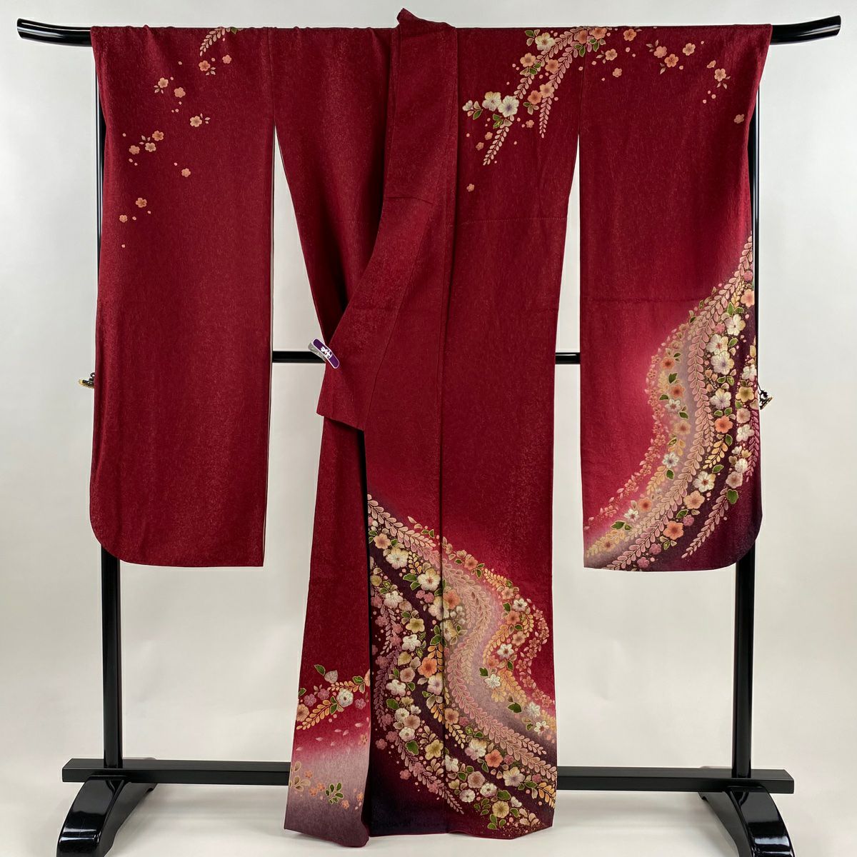 【美品】振袖禮服 身長164cm 袖長71cm L 雙層 大和 辻花染 金通 金銀彩 紅 純蠶絲 逸品級