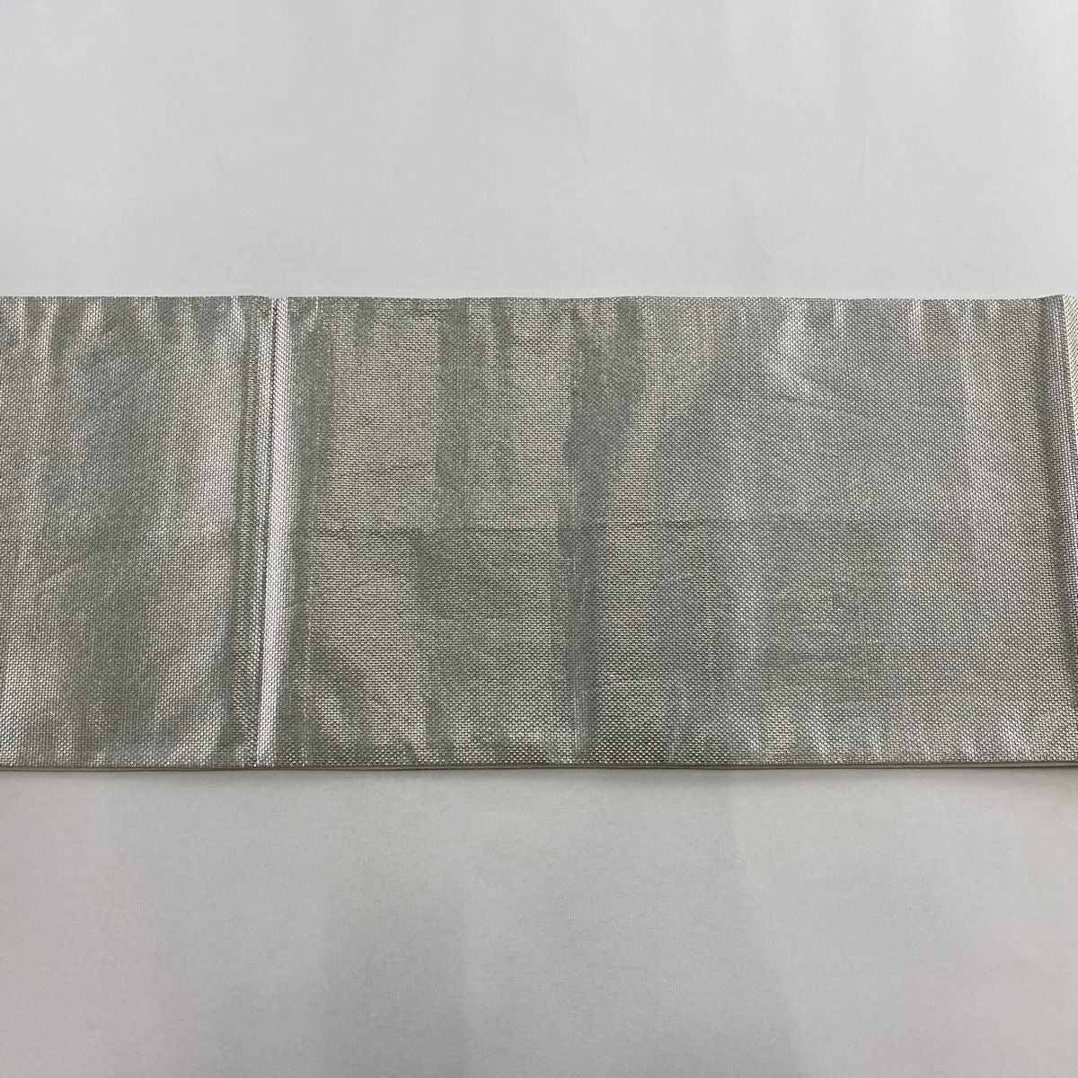 袋帶 秀品級 斜條紋 銀線 金金箔 銀色 大鼓圖案 純蠶絲