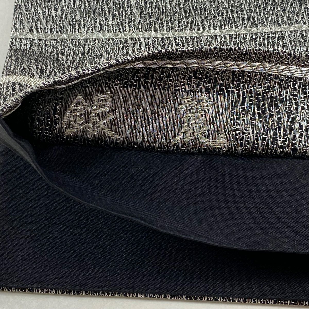 袋帶 秀品級 流水 幾何圖案 金金箔 黑灰 六通 純蠶絲