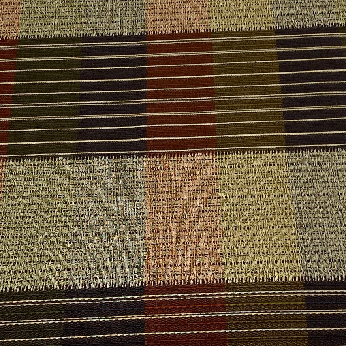 【美品】 袋帶 秀品級 段紋 茶 全通 純蠶絲
