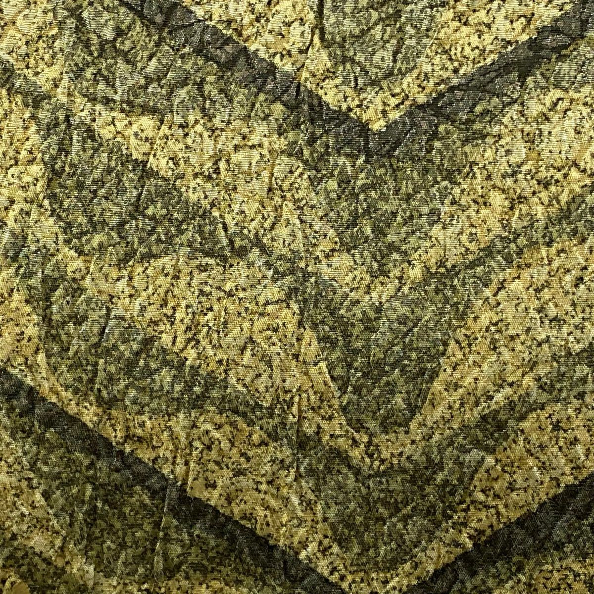 【美品】 袋帶 秀品級 落款あり 幾何學 金金箔 綠 お太鼓柄 純蠶絲