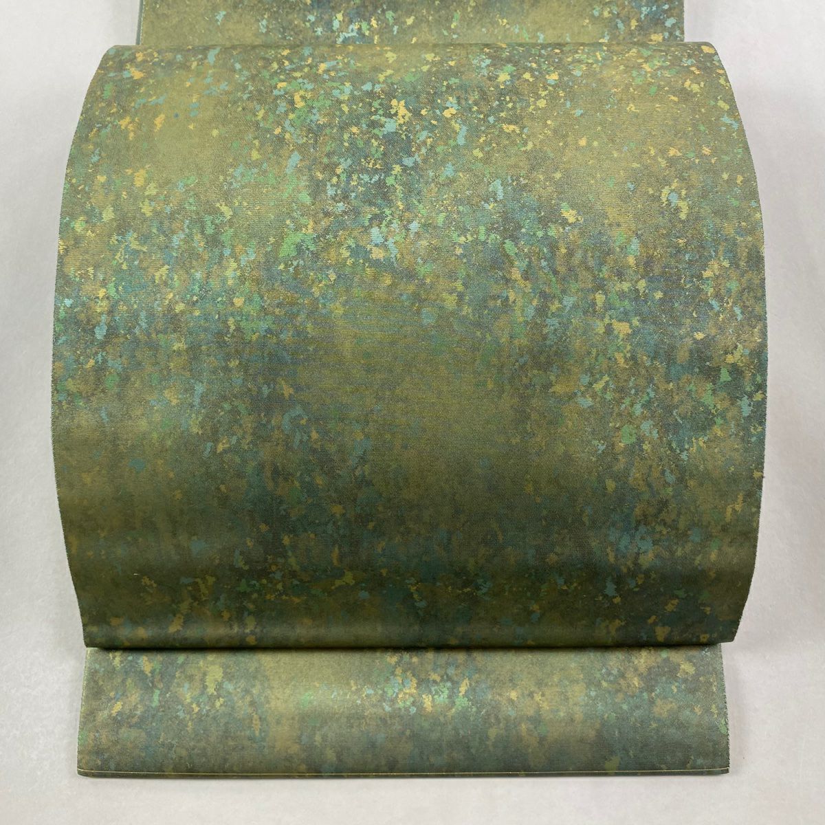 【美品】 袋帶 秀品級 幾何學 金金箔 淺綠 六通 純蠶絲