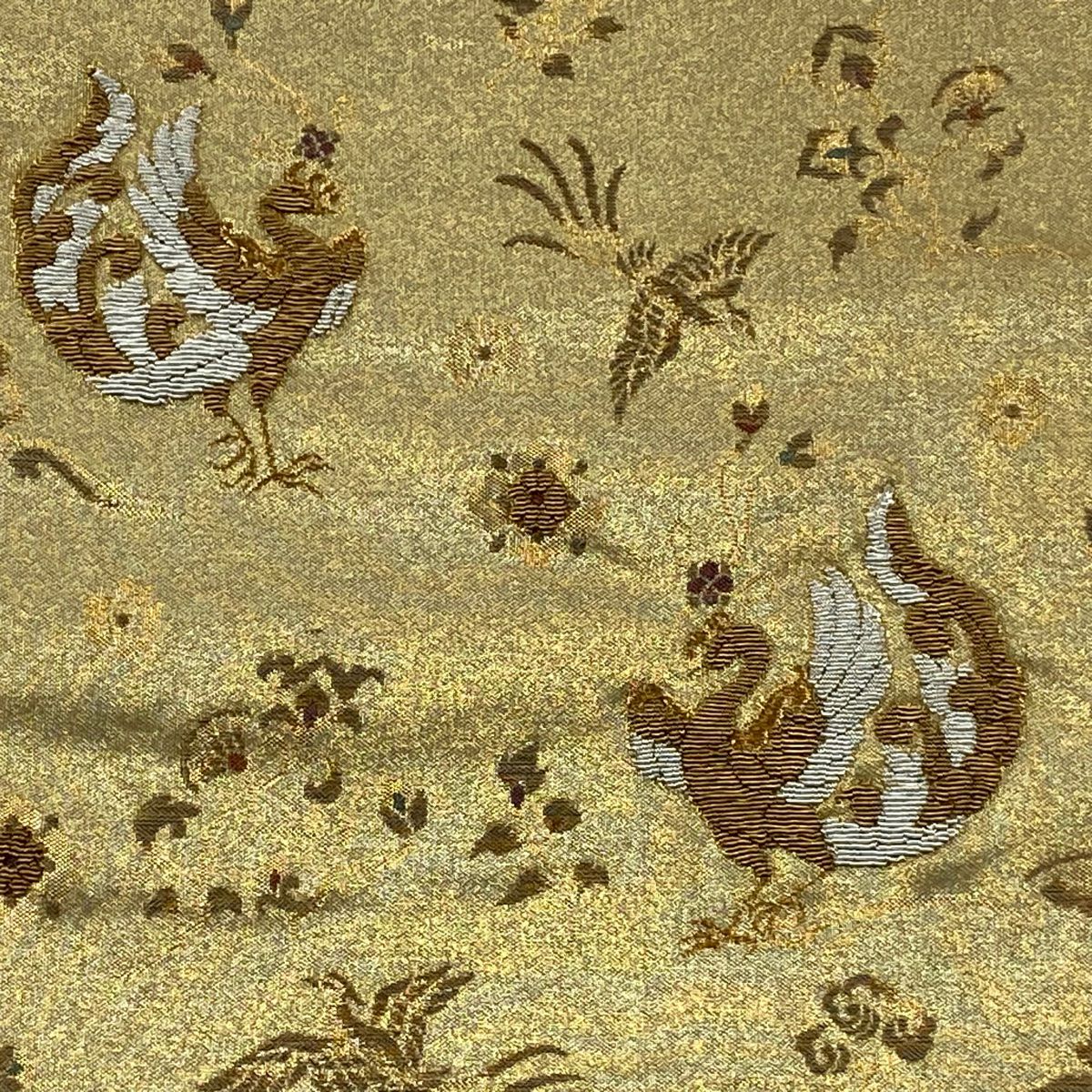 袋帶 秀品級 樓蘭綴 蒙流織 鳳凰 花蝶 金色 大鼓圖案 純蠶絲