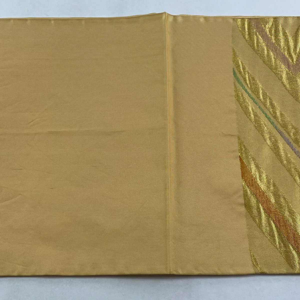 袋帶 秀品級 川島織物 落款 幾何學 金金箔 金色 六通 純蠶絲