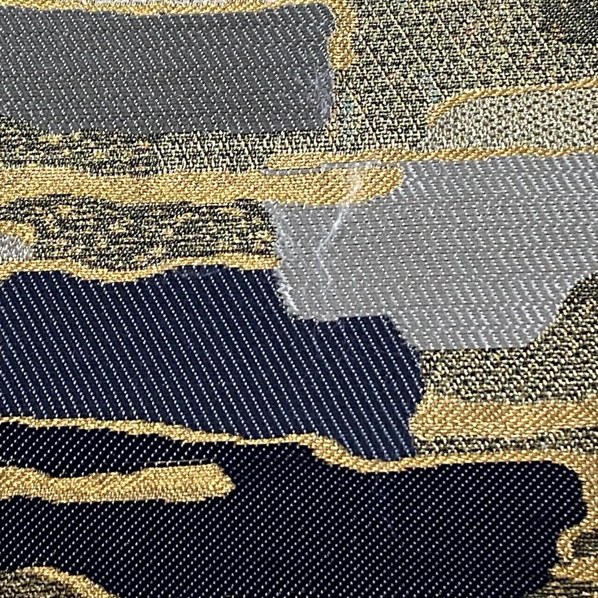 袋帶 秀品級 霞 幾何圖案 金絲 刺繡 金色 六通 純蠶絲