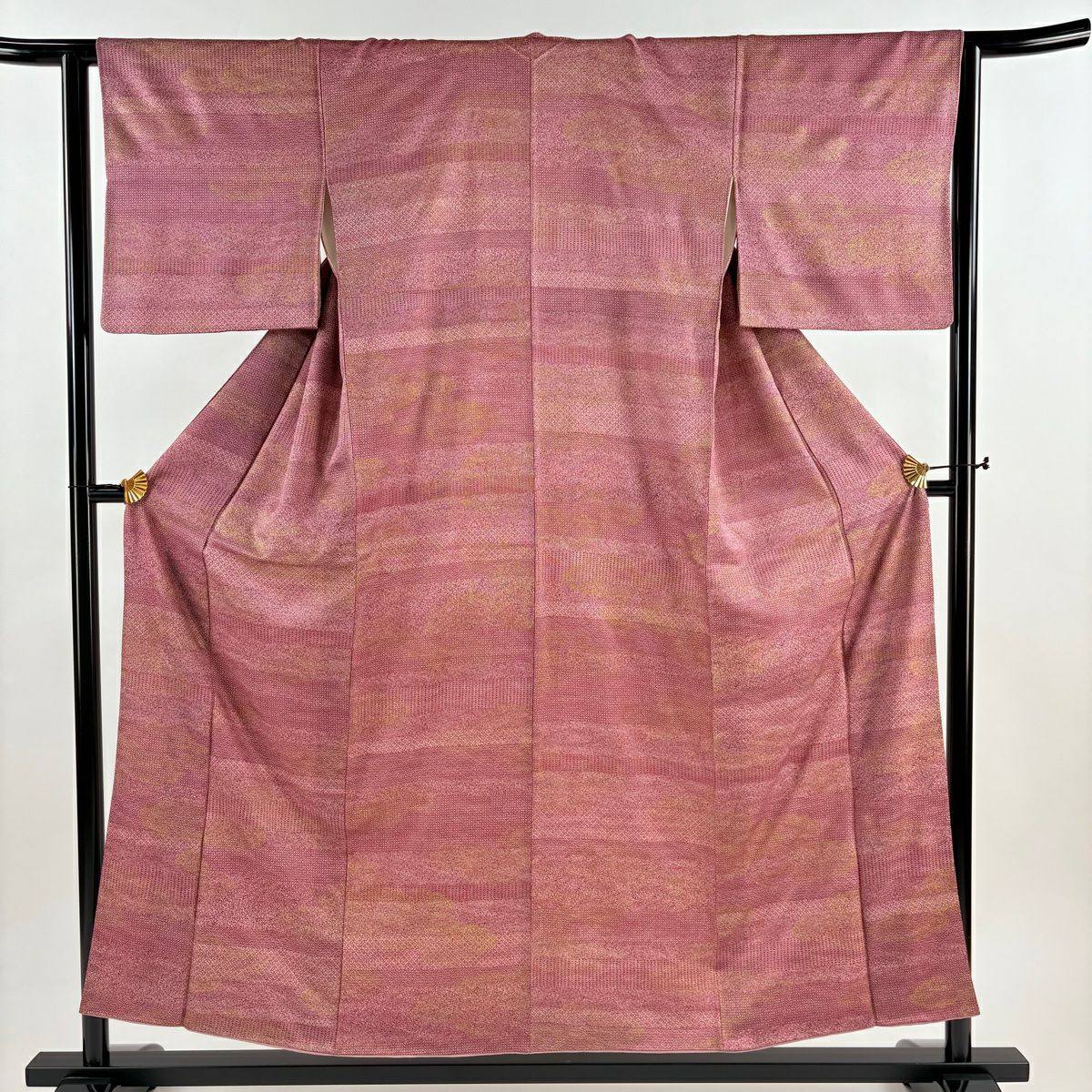小紋 身長153.5cm 袖長62.5cm S 雙層 有職紋樣 段紋 金銀彩 紅紫 純蠶絲 秀品級