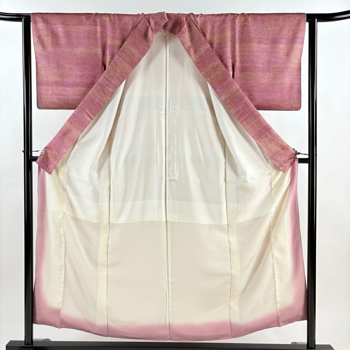 小紋 身長153.5cm 袖長62.5cm S 雙層 有職紋樣 段紋 金銀彩 紅紫 純蠶絲 秀品級