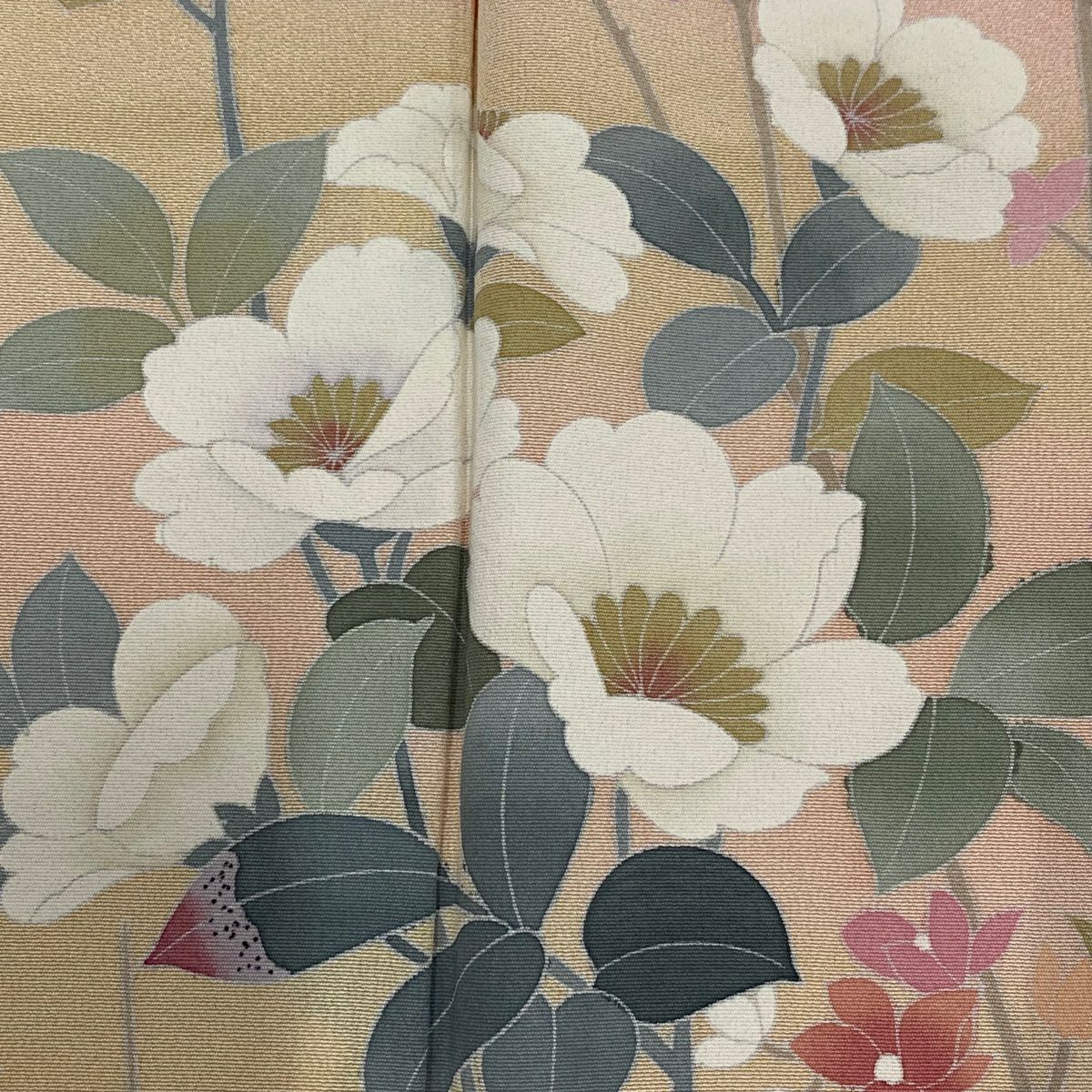訪問服 身長162.5cm 袖長64cm M 雙層 落款有 枝花 霞 染分 逐漸淡化 淺粉色 純蠶絲 優品級