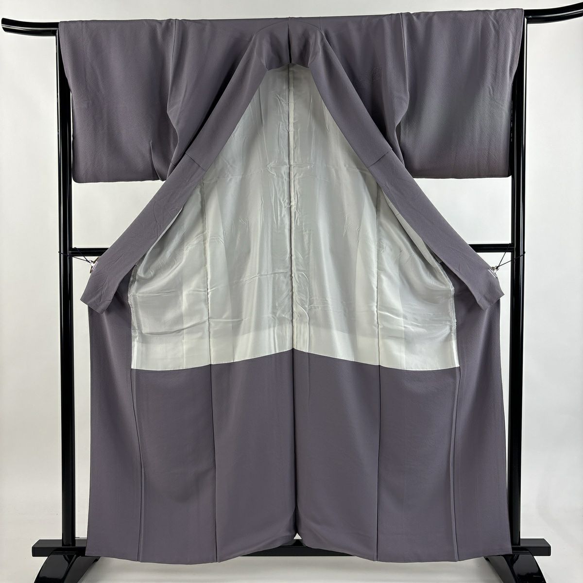 付下 身長159.5cm 袖長65.5cm M 雙層 菊花 建築 刺繡 漸層 灰紫 純蠶絲 優品級