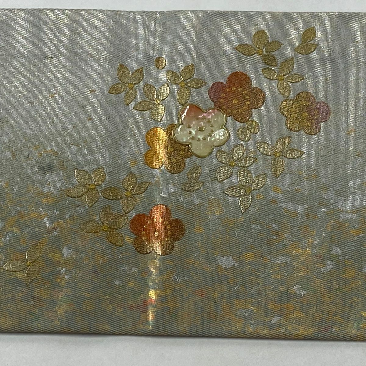 【美品】名古屋帶 秀品級 草花紋紋 螺鈿 金銀彩 銀 純蠶絲