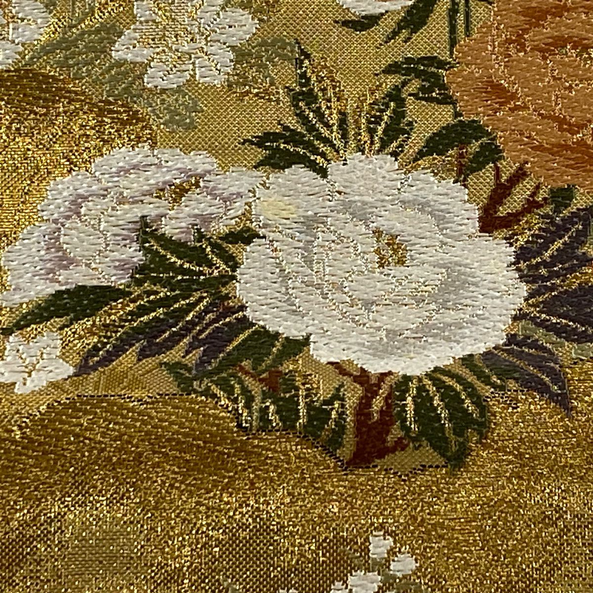 袋帶 秀品級 風景 人物 金絲 金金箔 金色 大鼓圖案 純蠶絲