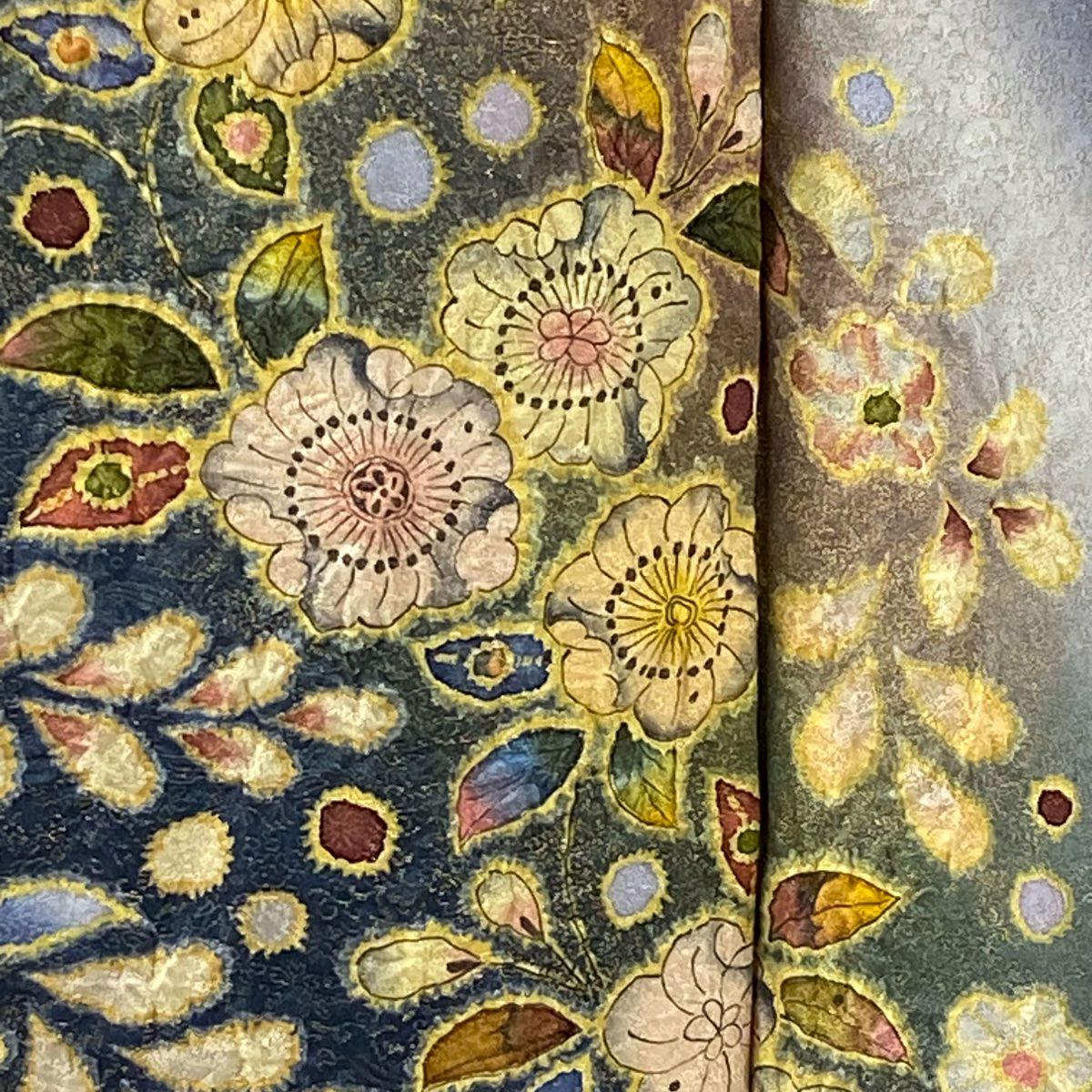 訪問服 身長165.5cm 袖長67.5cm L 雙層 德永憲峯 落款あり 辻花染 金通し 漸層 灰紫 純蠶絲 逸品級