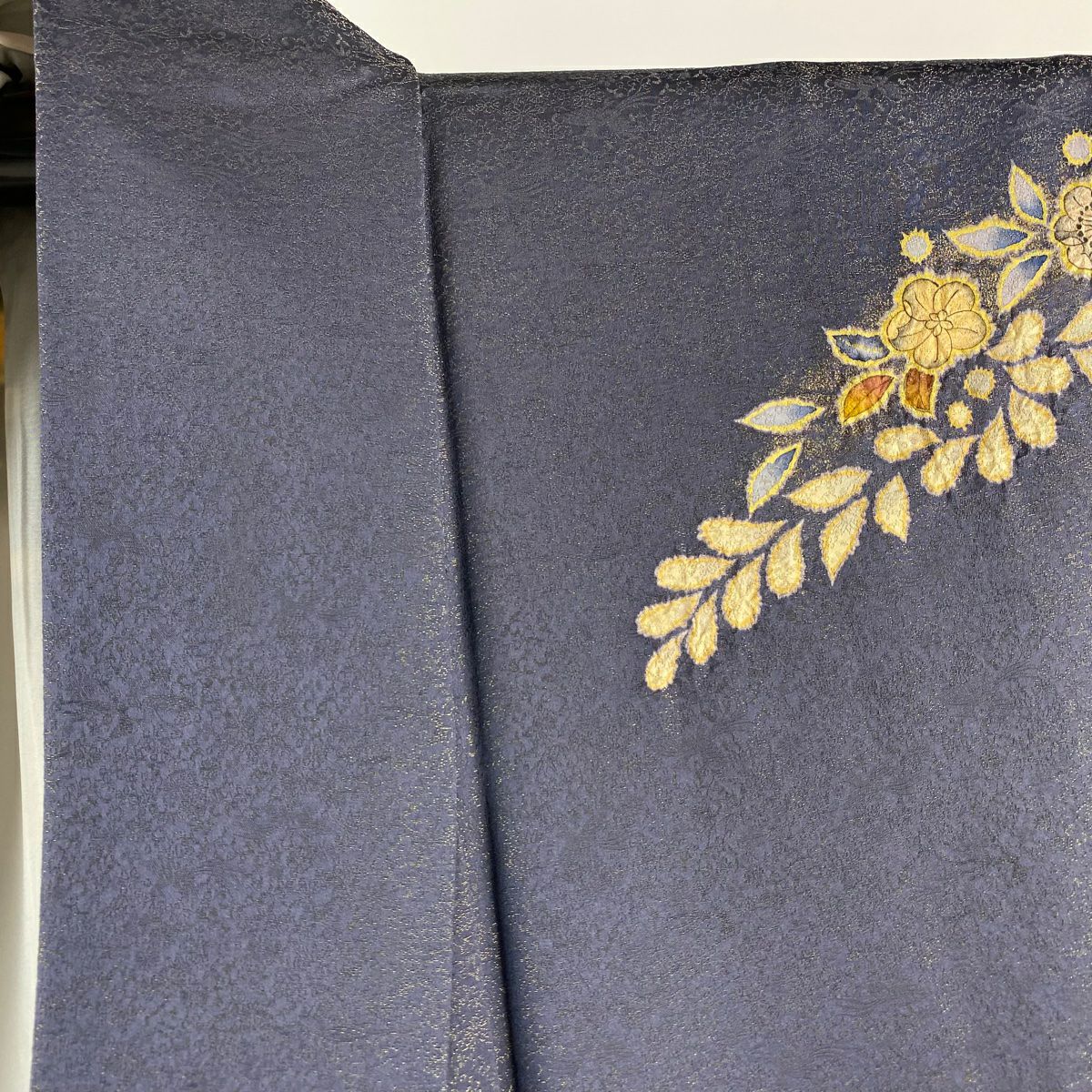 訪問服 身長165.5cm 袖長67.5cm L 雙層 德永憲峯 落款あり 辻花染 金通し 漸層 灰紫 純蠶絲 逸品級