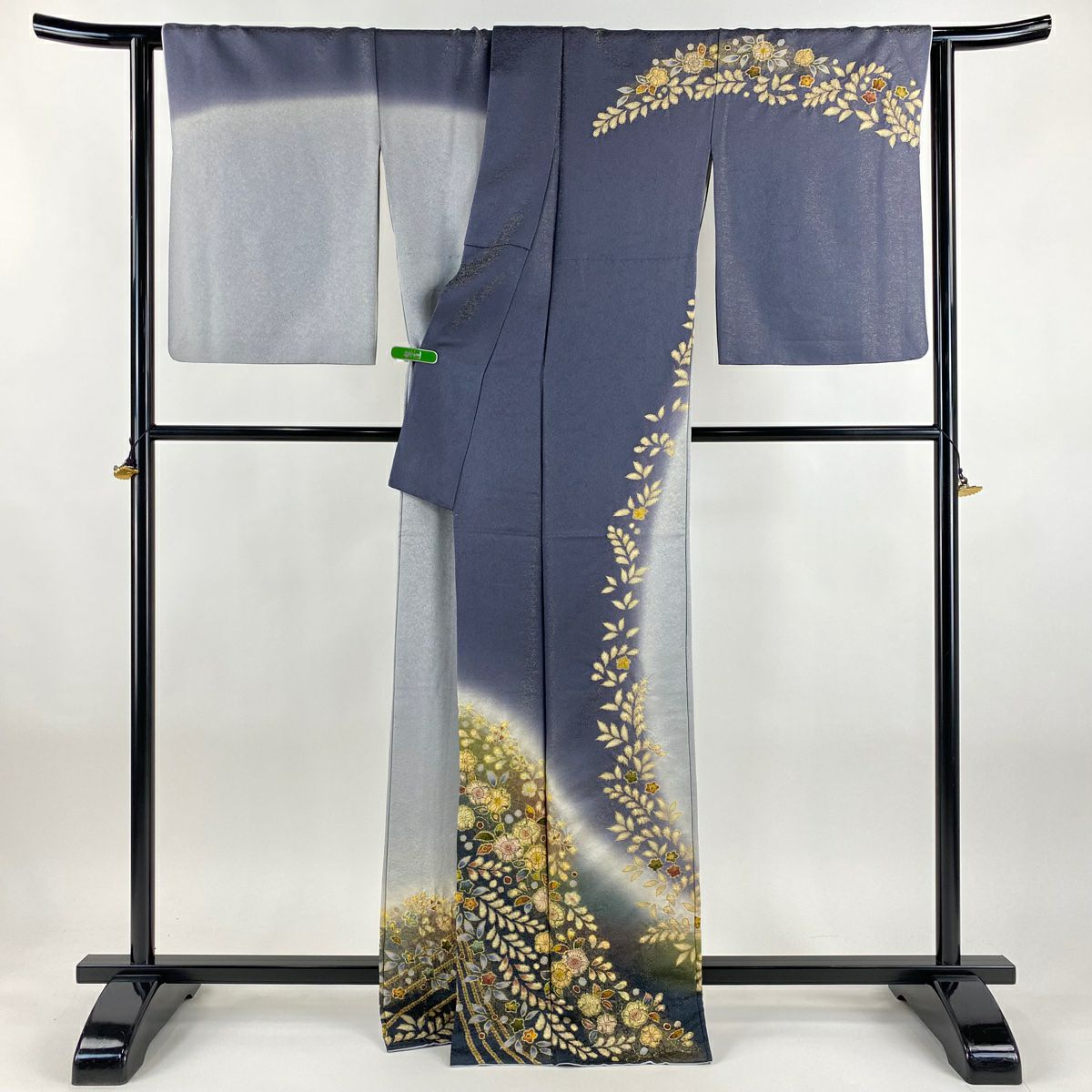 訪問服 身長165.5cm 袖長67.5cm L 雙層 德永憲峯 落款あり 辻花染 金通し 漸層 灰紫 純蠶絲 逸品級
