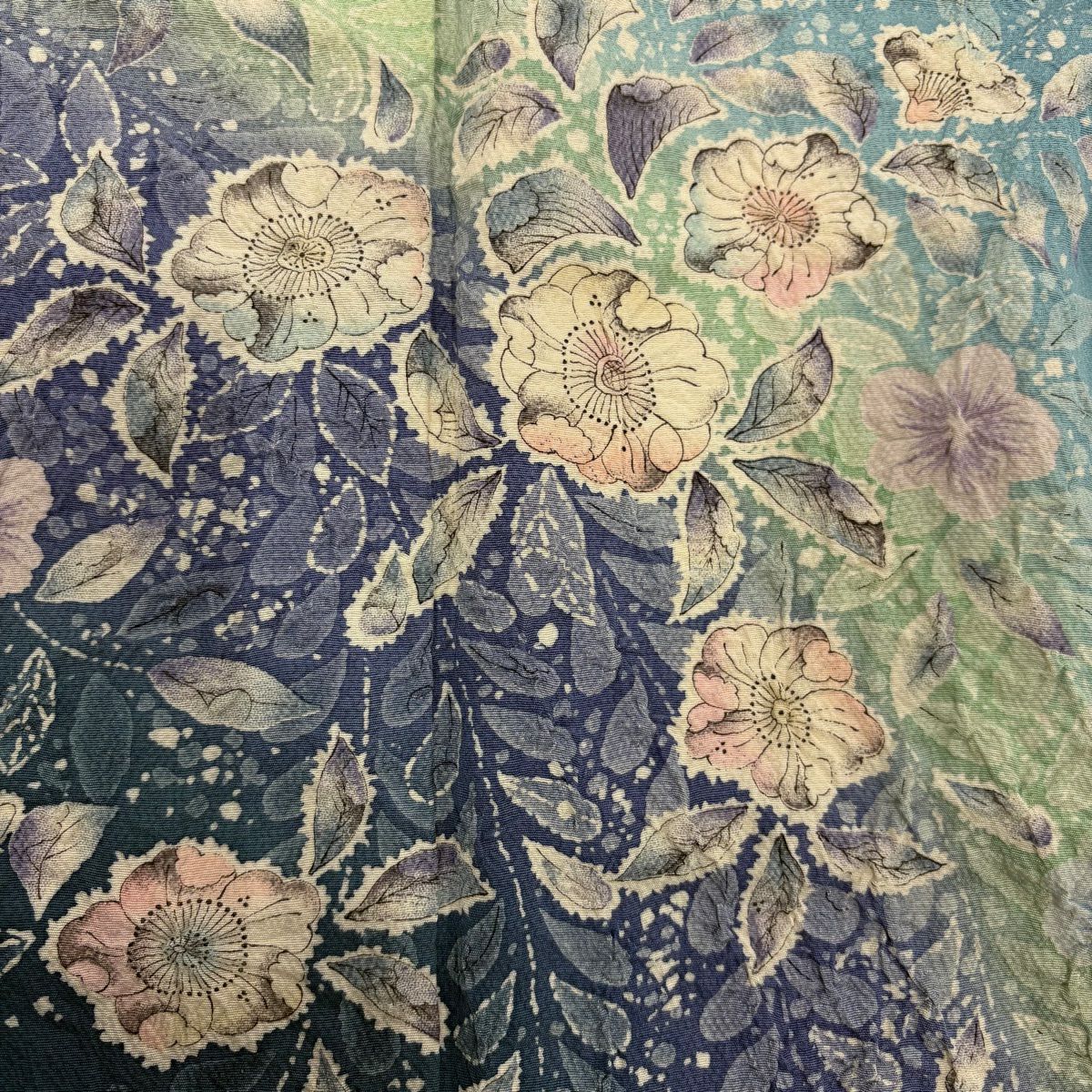 訪問服 身長150cm 袖長63.5cm S 雙層 辻花染 漸層 水藍 純蠶絲 名品級