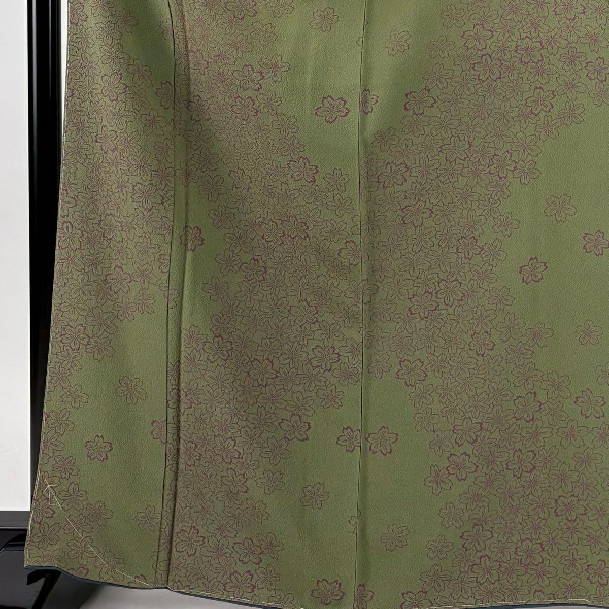 【美品】 小紋 身長166.5cm 袖長65cm M 雙層 辻村ジュサブロー 落款あり 櫻花 絞織 蓬色 純蠶絲 名品級
