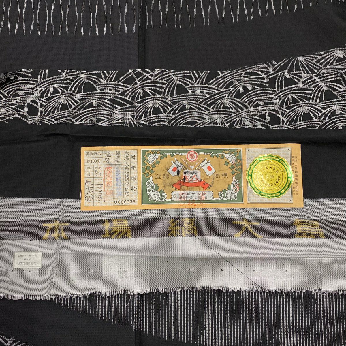 訪問服 身長172.5cm 袖長67cm M 雙層 證書齊全 幾何圖案 條紋 黑灰 純蠶絲 名品級