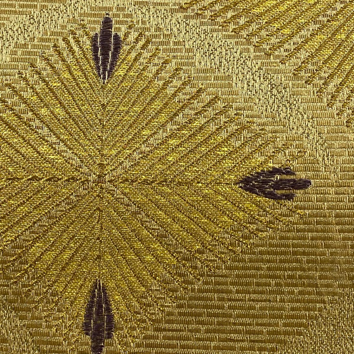 【美品】 袋帶 名品級 若松樹菱 花 金絲 金金箔 金色 六通 純蠶絲
