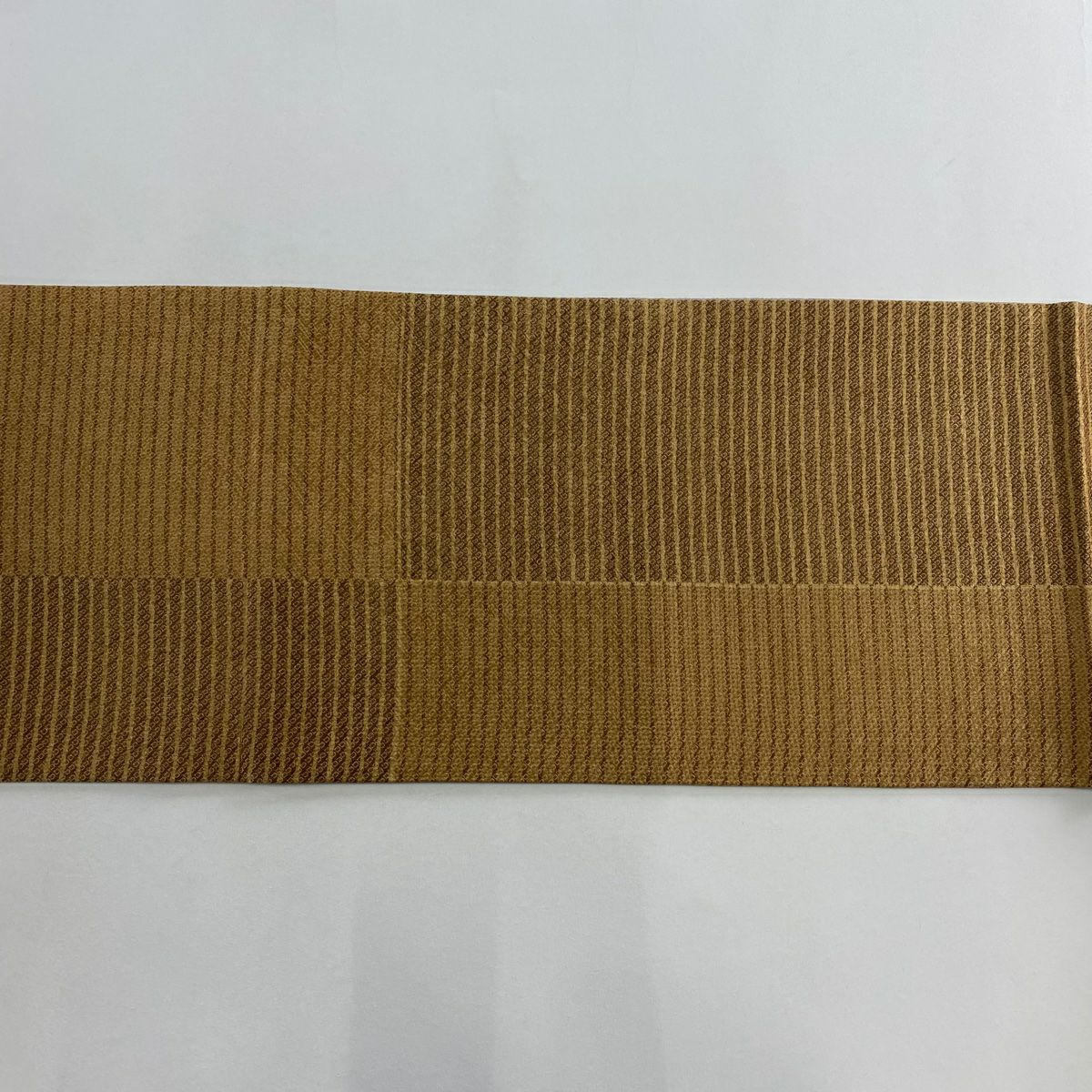 袋帶 優品級 條紋 茶 お太鼓圖案 純蠶絲