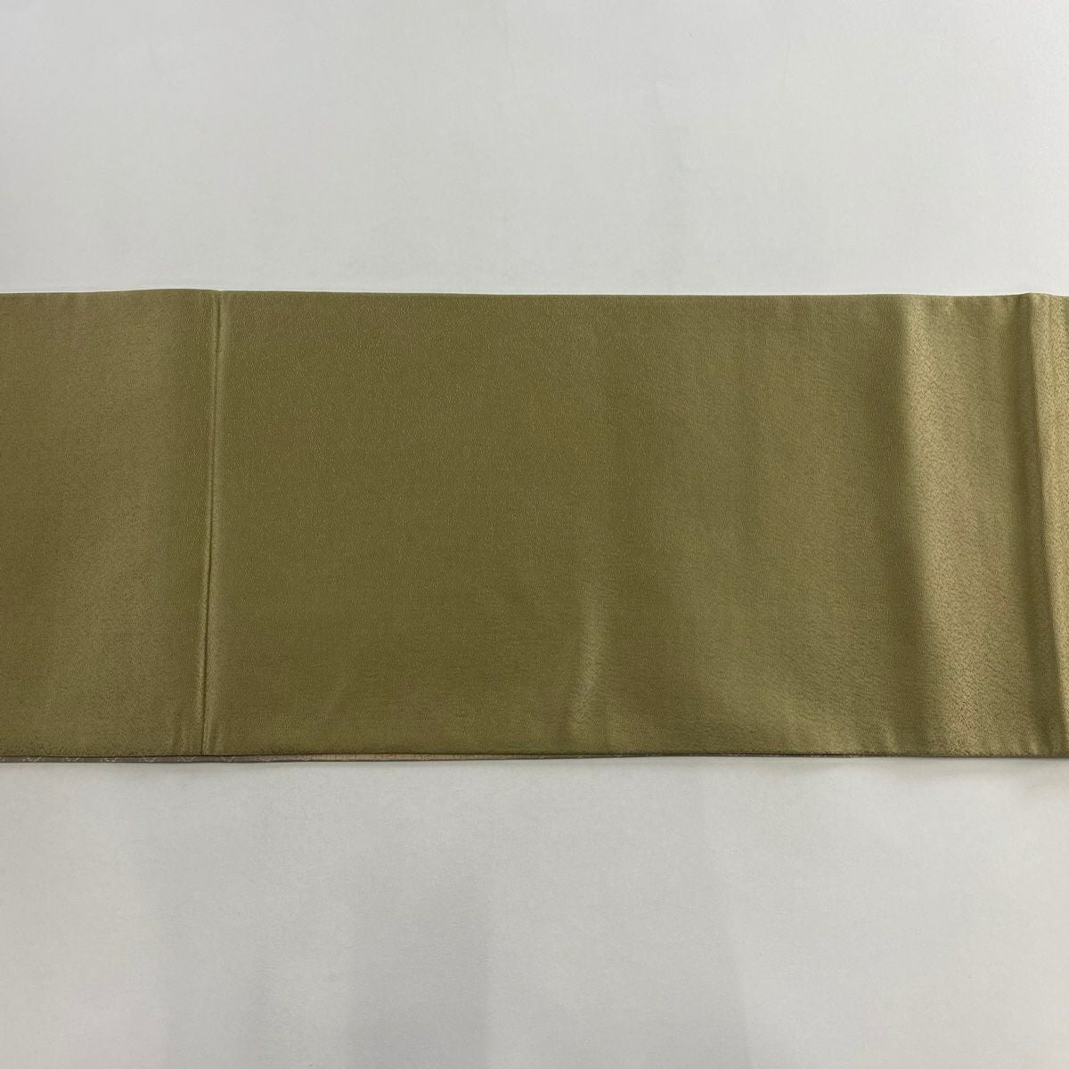 【美品】 袋帶 秀品級 霞 幾何學 茶綠 お太鼓圖案 純蠶絲