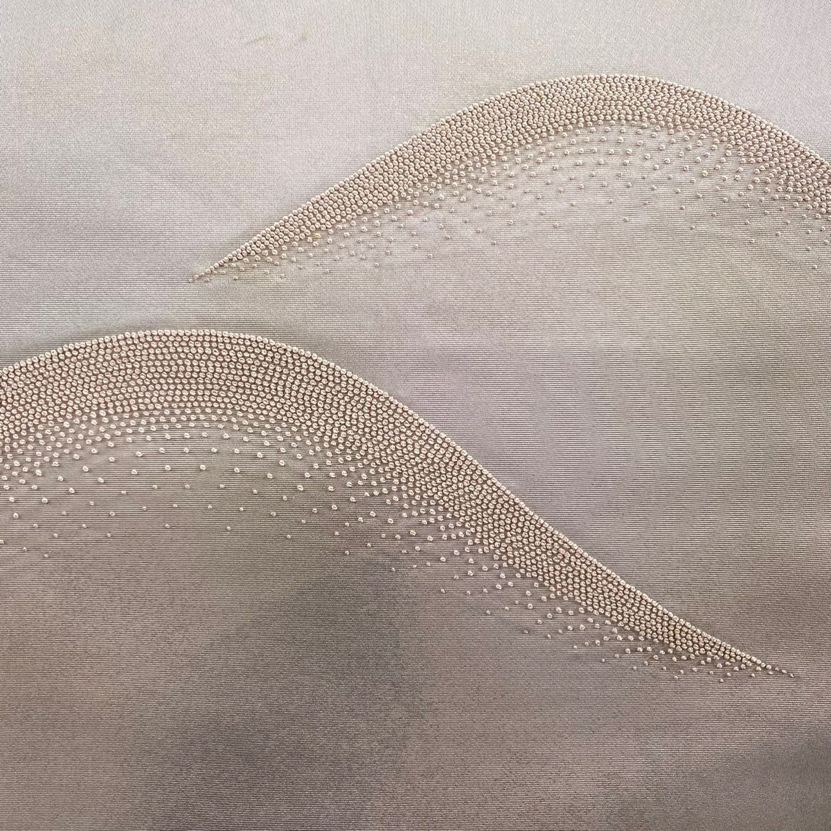 袋帶 秀品級 關西仕立 山並 霞 刺繡 金金箔 淺粉紅 お太鼓圖案 純蠶絲