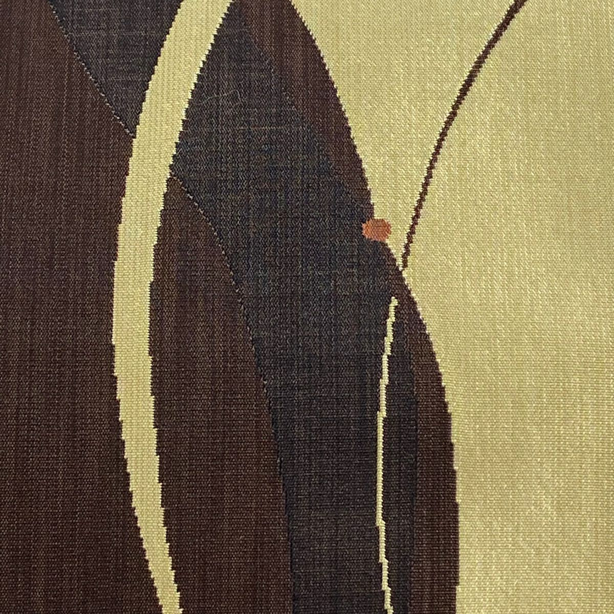 【美品】 袋帶 秀品級 幾何學 茶紫 六通 純蠶絲